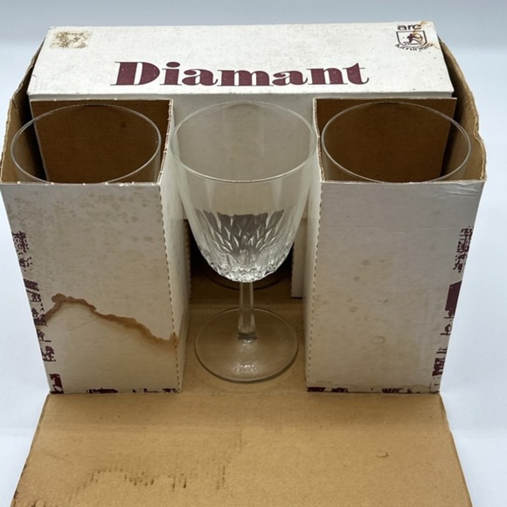 Diamant 6- 10 oz. Blown Crystal Goblets Imported‎ from France - Picture 3 of 4